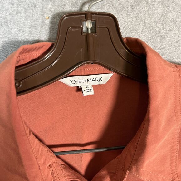 John mark Tunic Top Womens L Copper Long Sleeve Button Up Shirt Blouse Rayon - Picture 2 of 12